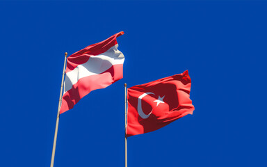 Flags of Turkey and Austria.