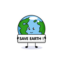 Cute earth environmental mascot logo