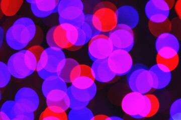 Pure cyan blue and red tone abstract bokeh blurred background, Happiness holiday concept and decoration idea