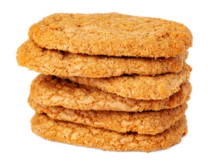 Stack of oat cookies isolated on white background