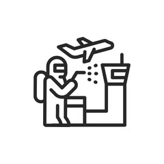 Airport disinfection color line icon. Isolated vector element.