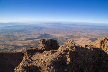 Obraz premium Beautiful shot of the sierra negra volcano in Mexico. Relief mountain