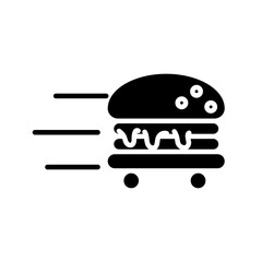 hamburger with wheels delivery food silhouette style icon