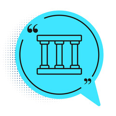 Black line Prison window icon isolated on white background. Blue speech bubble symbol. Vector.