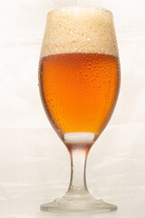 Beer, glass of cold beer with white background, selective focus.