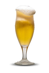 Beer, glass of cold beer with white background, selective focus.