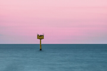 Long exposure image of the Ostend Research Tower in the North Sea.