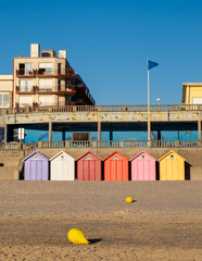 Vintage beach cabins in the North of France