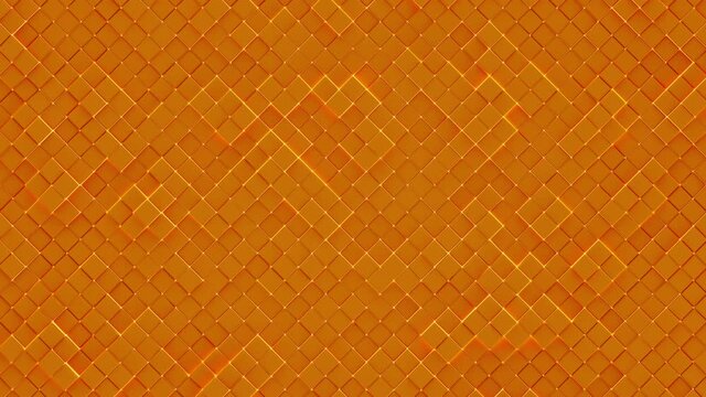 Orange wall with rhombus shapes. Abstract computer graphics