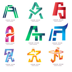 set of alphabet letter a logo gradient design