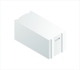 Isometric autoclaved aerated concrete block isolated on white background. AAC block cartoon vector icon for web. Construction of buildings. Material for home repair. Vector illustration. 3D. Flat.