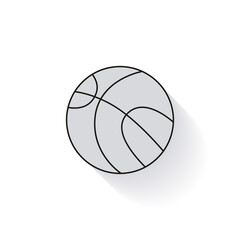 Ball. Sports silhouette. Basketball team icon. Flat black and white drawing on a white background. Vector.Doodle style. Close-up