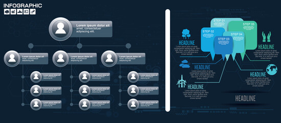 Business Infographic Template. Data Visualization. Can be used for workflow layout, number of options, steps, diagram, graph, presentation, chart and web design. Vector illustration.