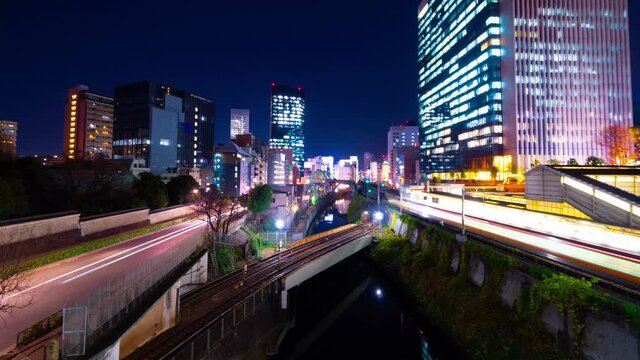東京タイムラプス　御茶ノ水　夜景　様々な電車が行き交う Dec.2020