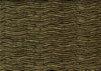 Gold luxurious line pattern with hand drawn lines. Golden wavy striped, Abstract background, vector illustration