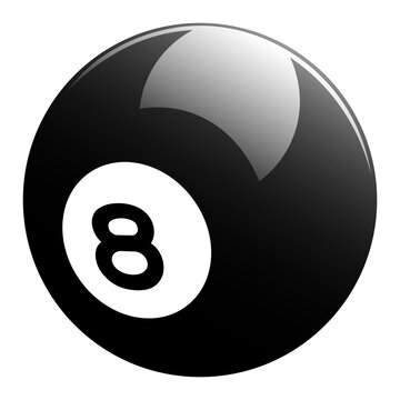 Vector illustration with eigth billiard ball isolated on white