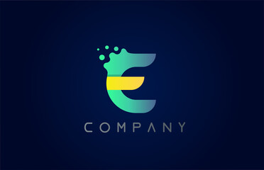 E yellow green letter logo icon. Creative alphabet design for company and business
