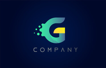 G yellow green letter logo icon. Creative alphabet design for company and business