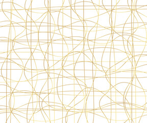 Gold luxurious line pattern with hand drawn lines. Golden wavy striped, Abstract background, vector illustration