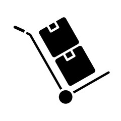 boxes in cart delivery service silhouette style icon