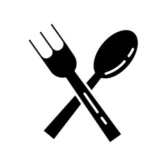 fork and spoon crossed silhouette style icon