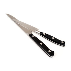 Two sharp knives isolated on a white background