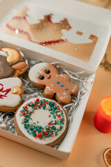 Fototapeta na wymiar Christmas cookies, holidays celebration, warm bakery background, gingerbread 
