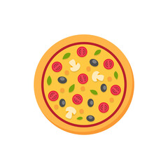 Pizza isolated on white background. Pizza in flat style. Italian food. Vector stock