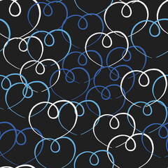 Vector seamless texture background pattern. Hand drawn, black, blue, white colors.