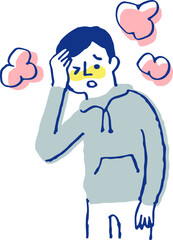 熱がある男性