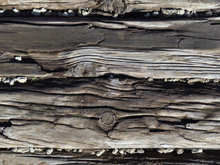 Old wooden boards or beams with texture for background