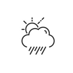 Rain, cloud and sun. Weather outline icon. Isolated vector illustration