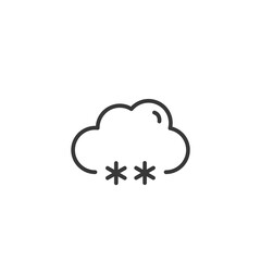 Snow and cloud thin line icon. Isolated weather vector illustration