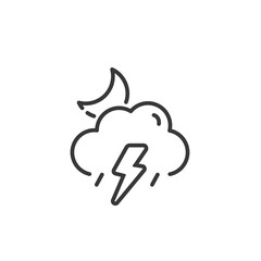 Storm, cloud and moon thin line icon. Isolated weather vector illustration