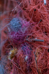 fishing nets and ropes washed ashore