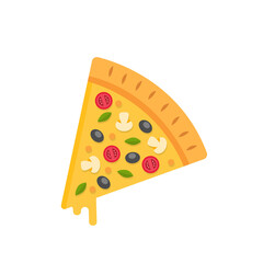 Pizza slice isolated on white background. Pizza in flat style. Italian food. Vector stock