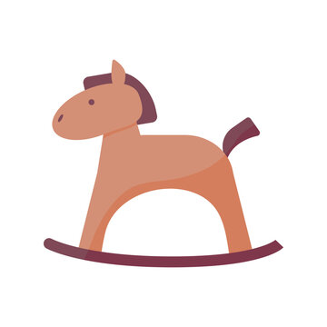 horse wooden baby toy flat style icon