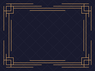 Fototapeta premium Art deco frame. Vintage linear border. Design a template for invitations, leaflets and greeting cards. Geometric golden frame. The style of the 1920s - 1930s. Vector illustration