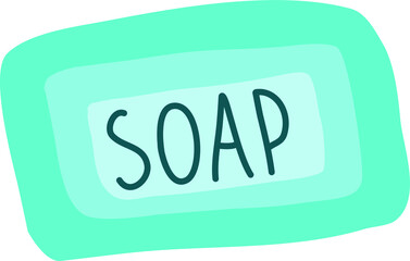 
cute blue hand drawn soap. Vector icon illustration