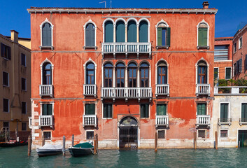 Venice. Old houses over the canal.