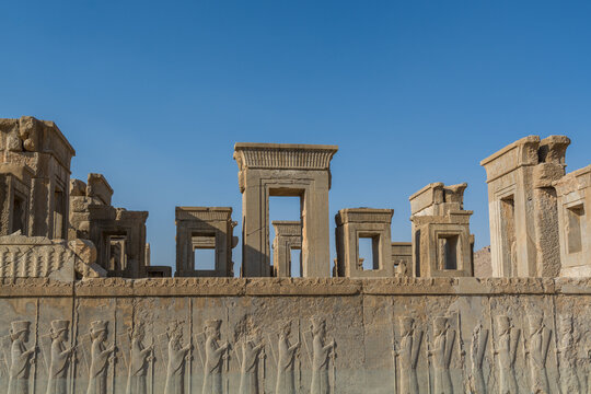 Ruins of the stone Gates in Persepolis, the ceremonial capital of the Achaemenid Empire, UNESCO declared the ruins of Persepolis a World Heritage Site in 1979.