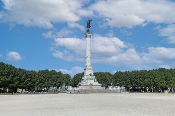 Fototapeta na wymiar Place des Quinconces, located in Bordeaux, France, is the largest city square in Europe