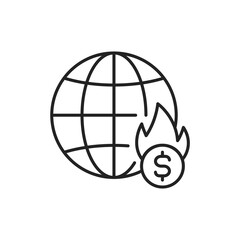 Economic crisis line color icon. Sign for web page, mobile app
