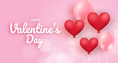 Obraz na płótnie Canvas Valentine's day background with hearts balloons.