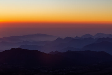 Beautiful shot of the Pico de Orizaba volcano in Mexico. Relief highest mountain during the sunset
