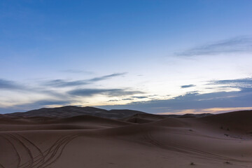 Fototapeta na wymiar landscape at sunset in sahara desert