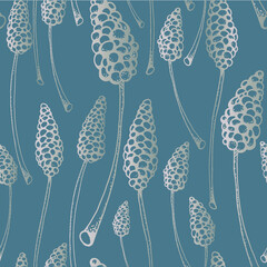 Muskari, grape hyacinth seamless vector pattern
