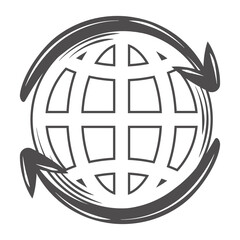 globe map world arrows rotation around icon