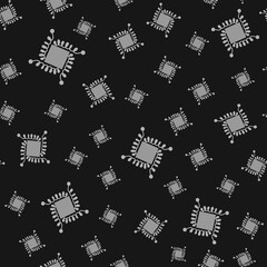 Calm monochrome seamless pattern. Light gray swirling patterns on a dark background. Perfect for textiles, scarves, neckerchiefs, fabrics, men's clothing and underwear, wallpaper, packaging, decor