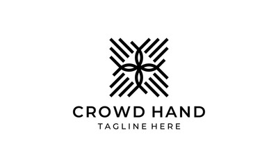 Obraz premium crowd hand people community link connection logo design template